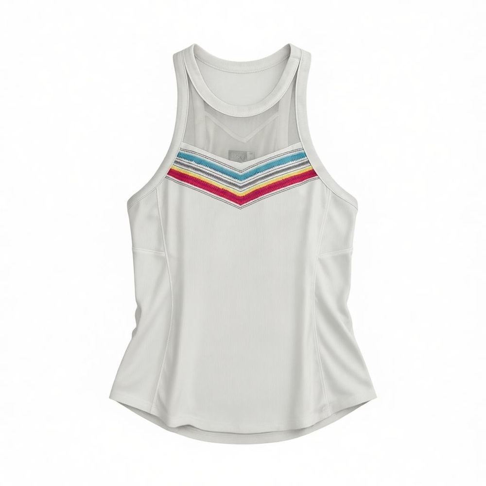 Lucky in Love White Tank Top with Colorful Stripes